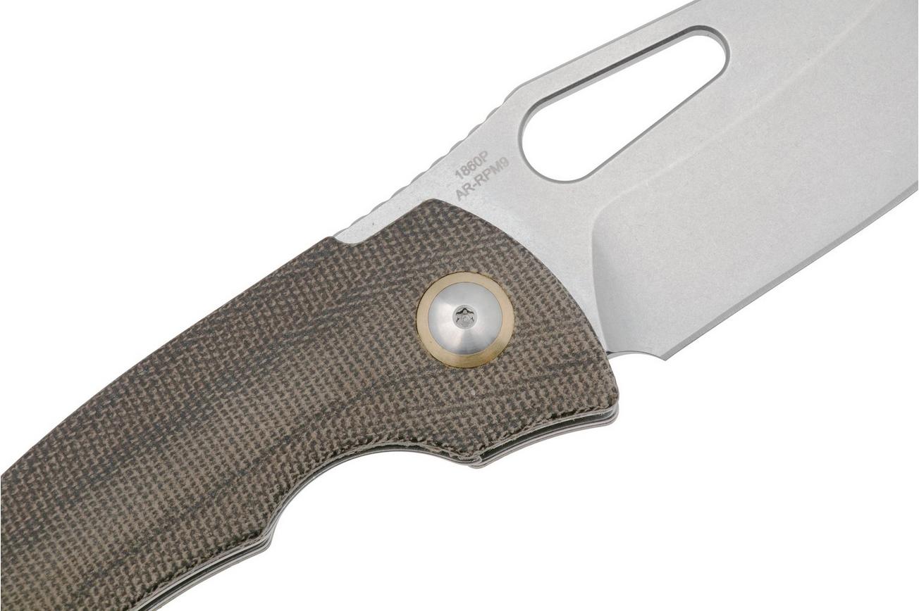Artisan Cutlery Xcellerator 1860P-ODG, Stonewashed AR-RPM9, OD Green Micarta zakmes, Mike Snody design