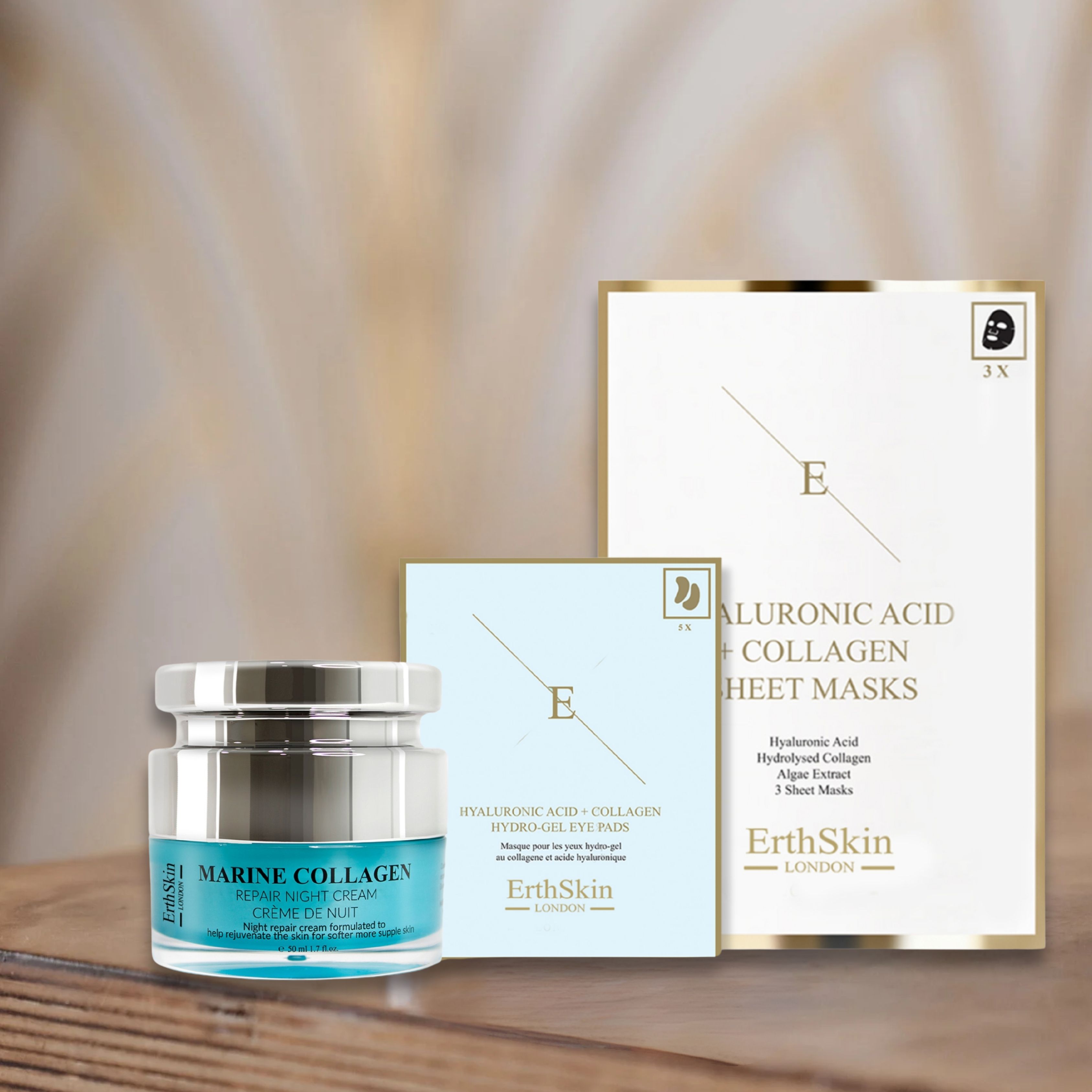 Erth skin london Hyaluron + Collagen Nachtpflege Set