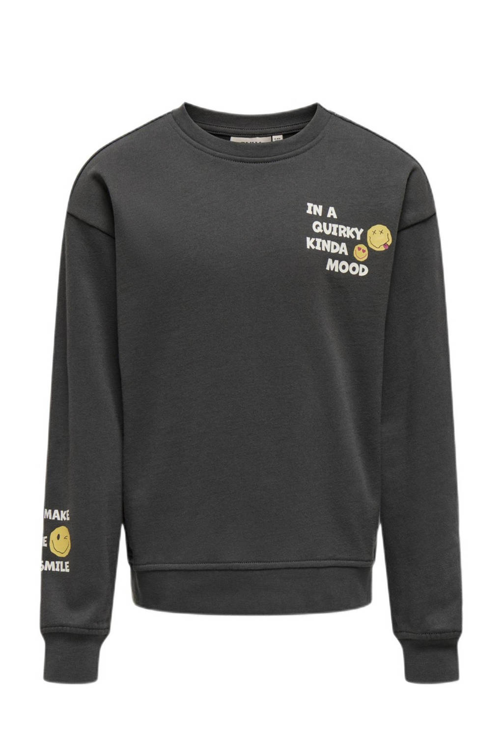 ONLY sweater KOGLISSIE met backprint donkergrijs