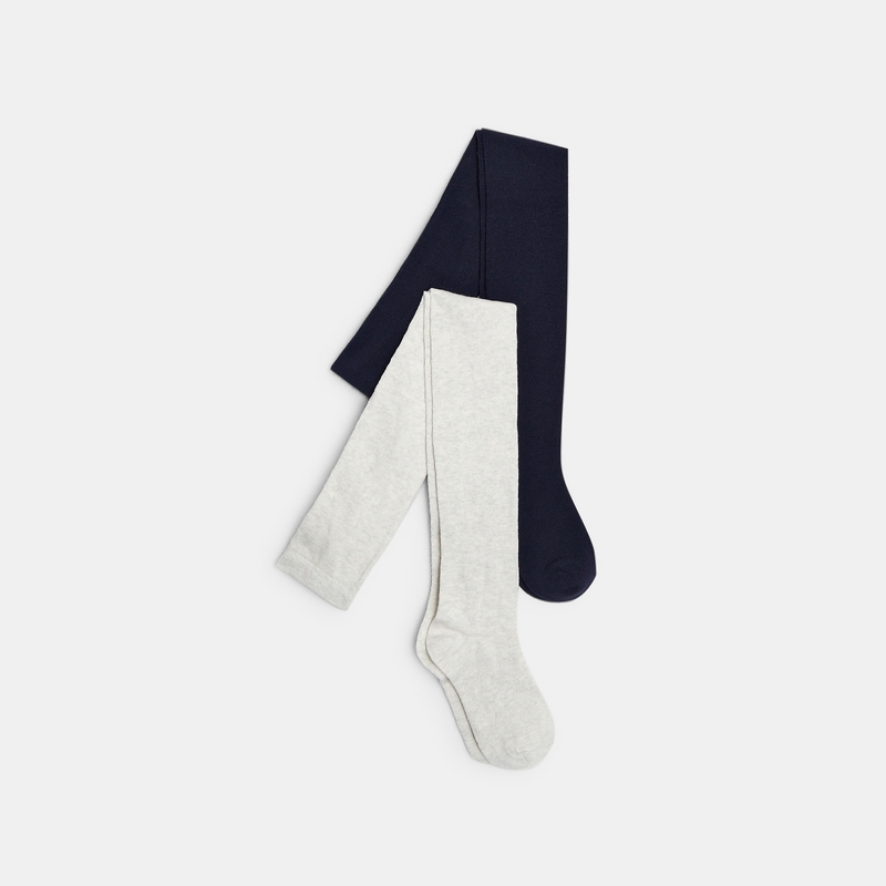Collants chauds et chinés (lot de 2) gris fille