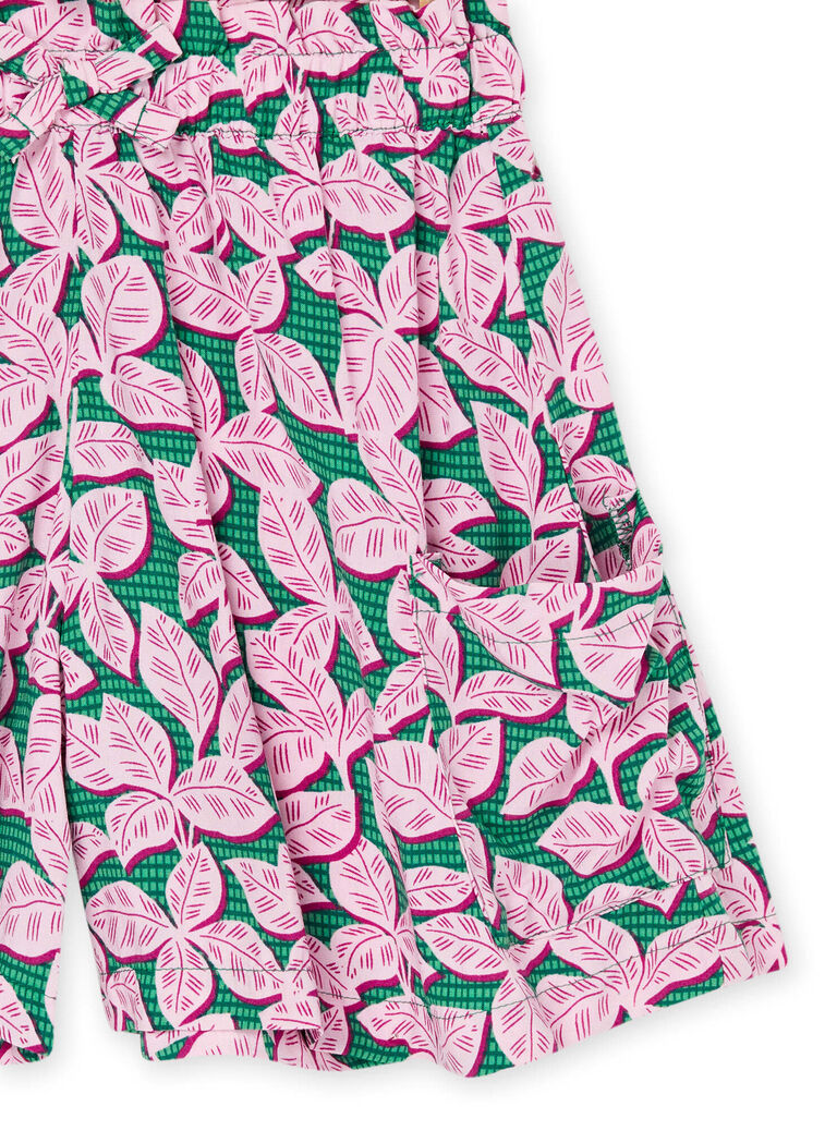 Short vert et rose à imprimé feuillage