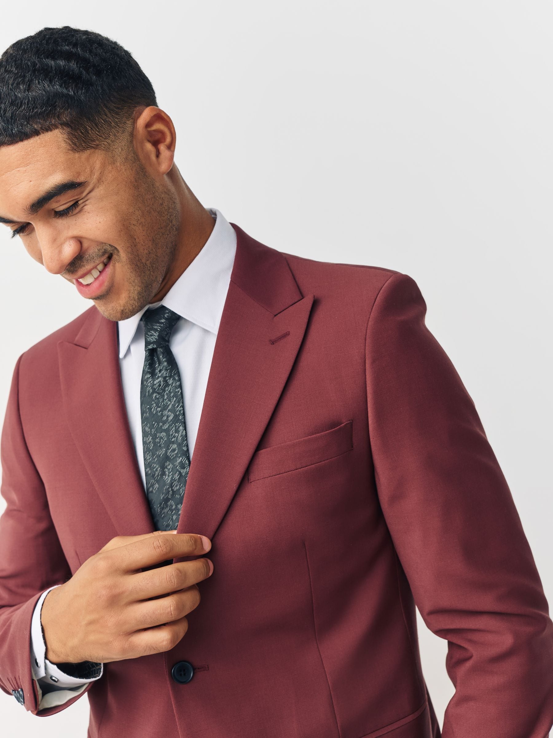 Roestbruin - Slim fit Motion Flex wollen Blend Pakjas