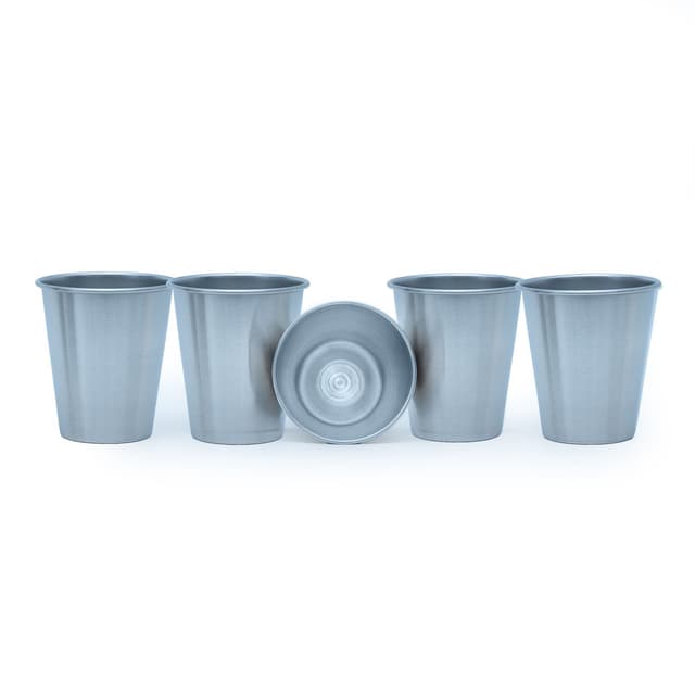 5x Stabelbare drikkekrus i rustfrit stål (85 ml)