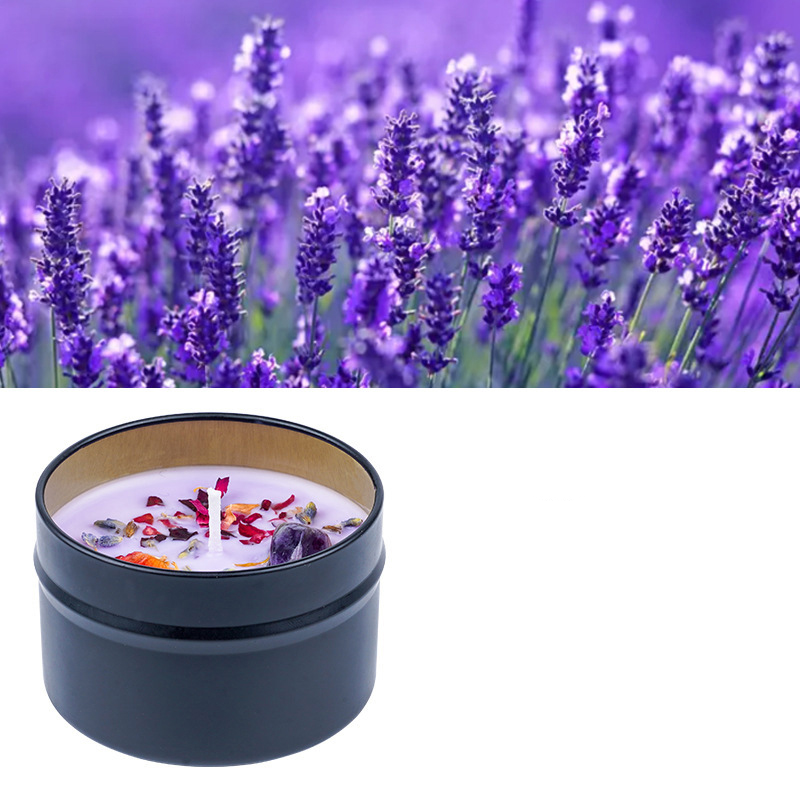 Duft Kerze in Dose Aromatherapie Sojawachs Kerze Home Deko Blumen - Lavendel