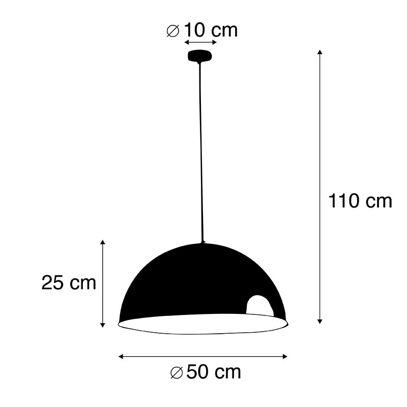 Smart industriële hanglamp zwart met goud 50 cm incl. Wifi G125 - Magna Eco