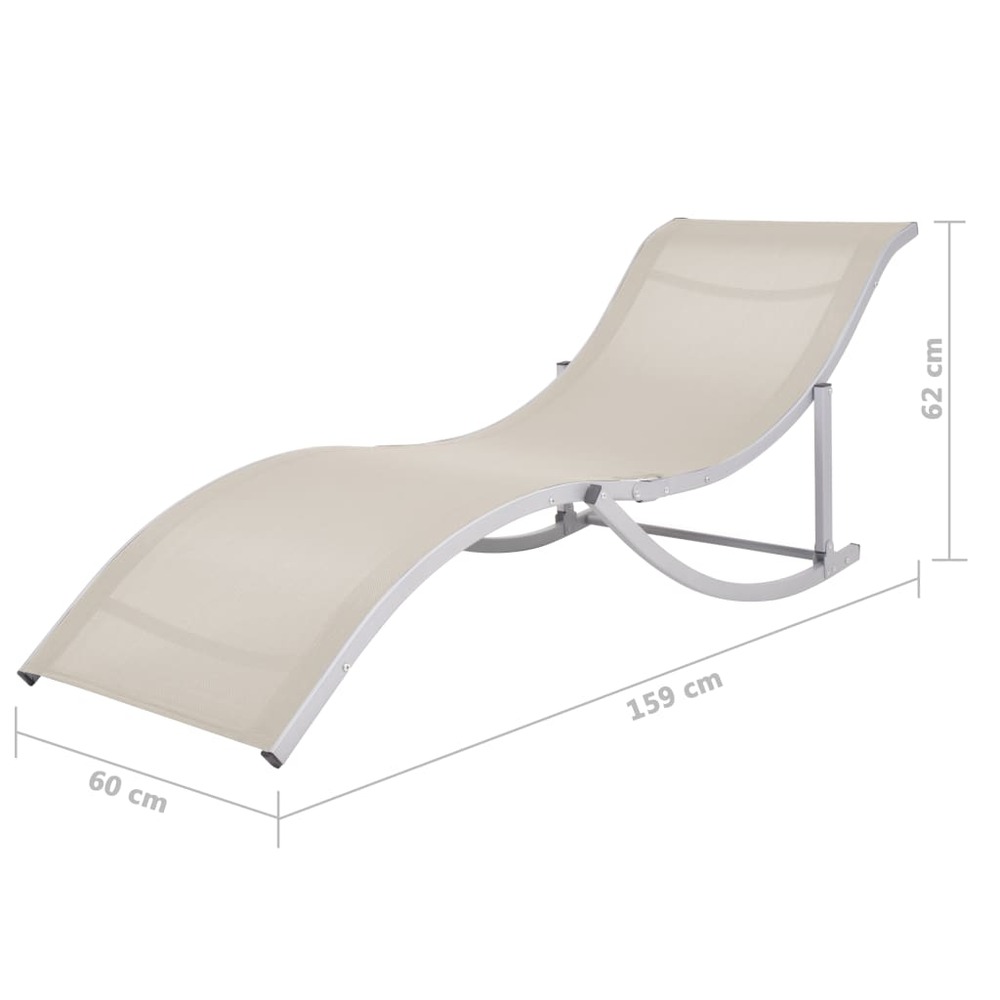 Lot de deux chaises longues pliables textilène crème