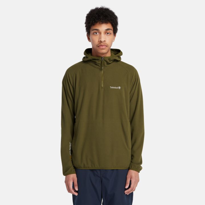 Moletom com capuz Polartec Fleece para homens na cor verde.