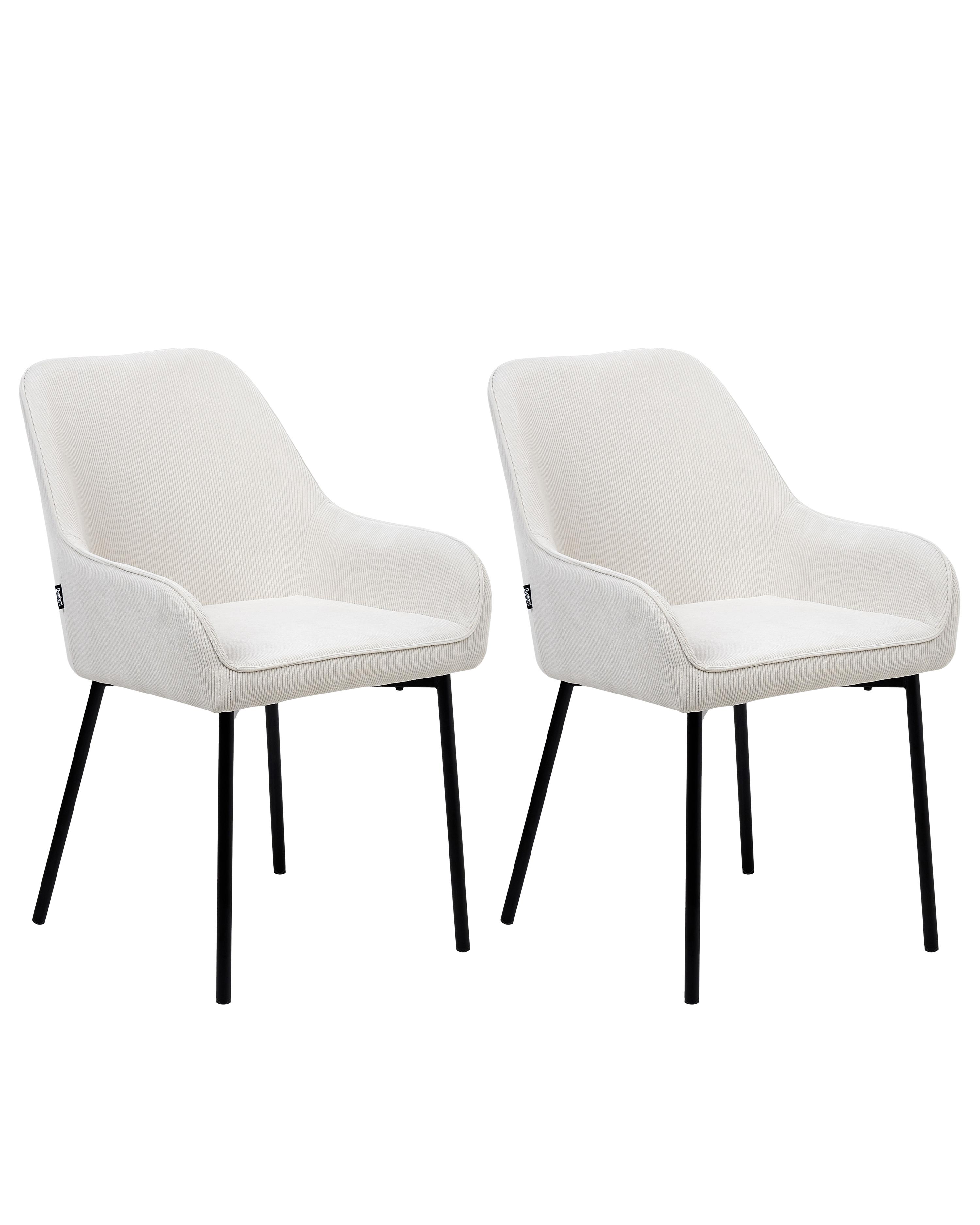 Set van 2 eetkamerstoelen LOVERNA Corduroy Gebroken wit