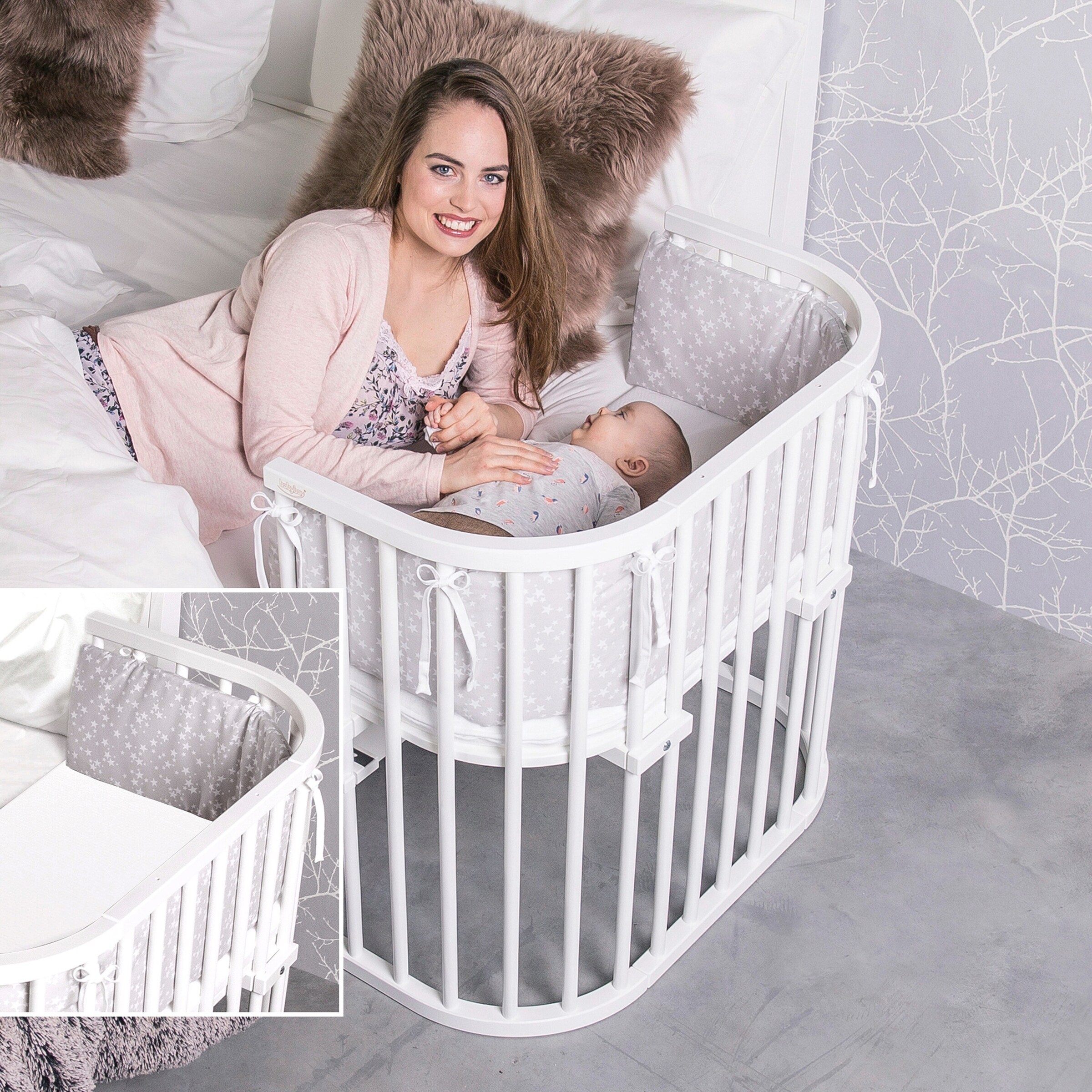 babybay® Beistellbett Boxspring XXL weiß mit Matratze Classic Soft