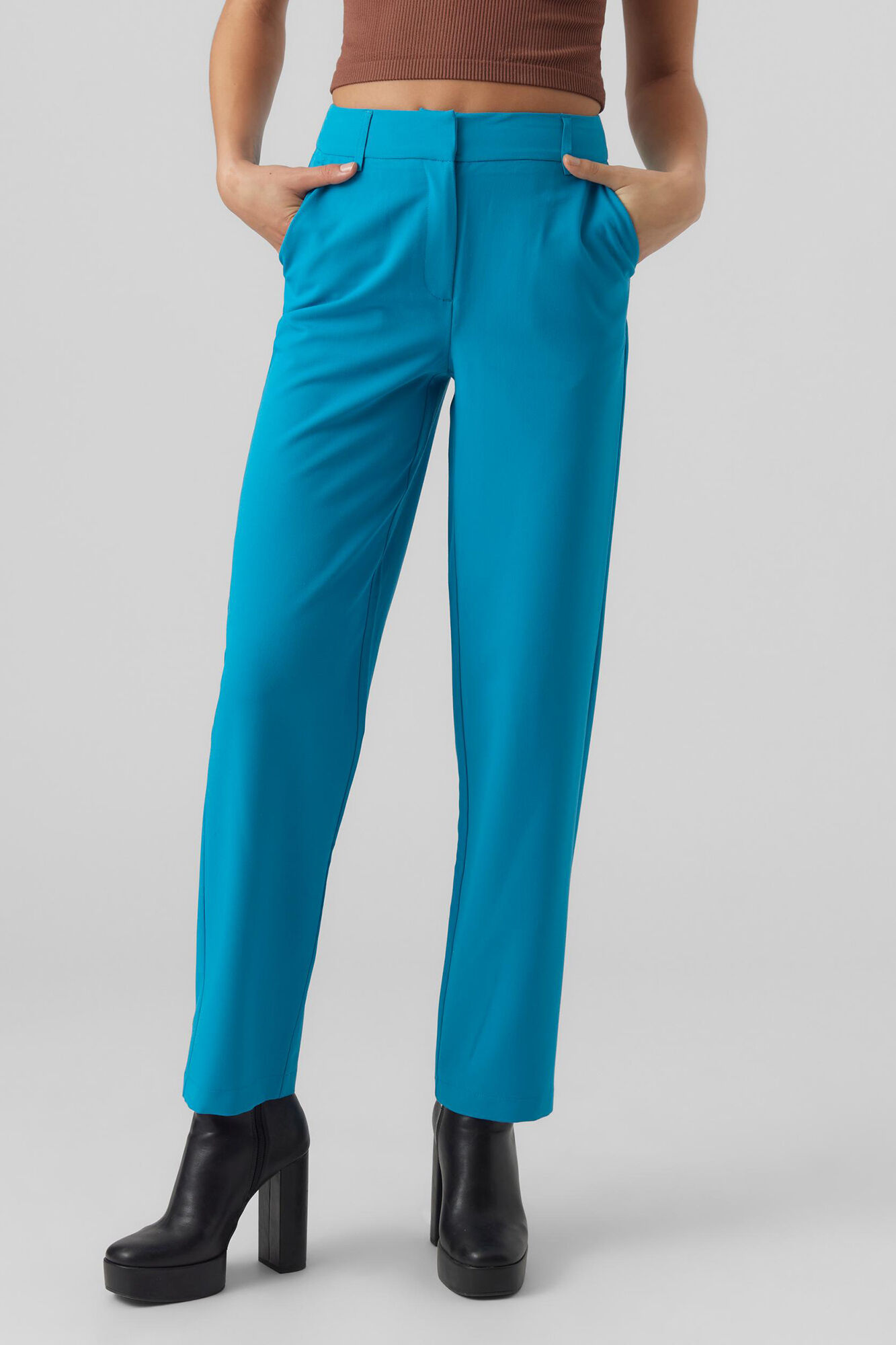 Calça social feminina com dois bolsos - Azul