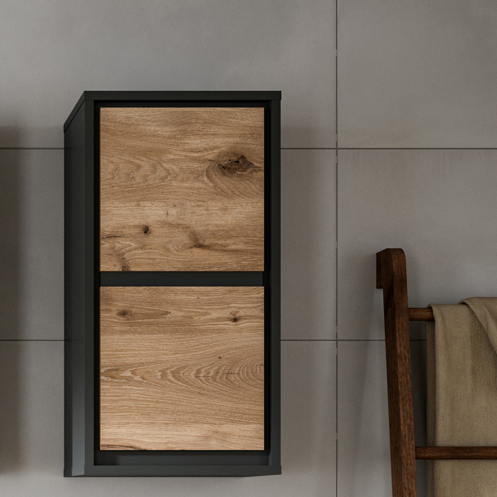 Hängeschrank JARU - Nox Oak - anthrazit - 35 cm breit