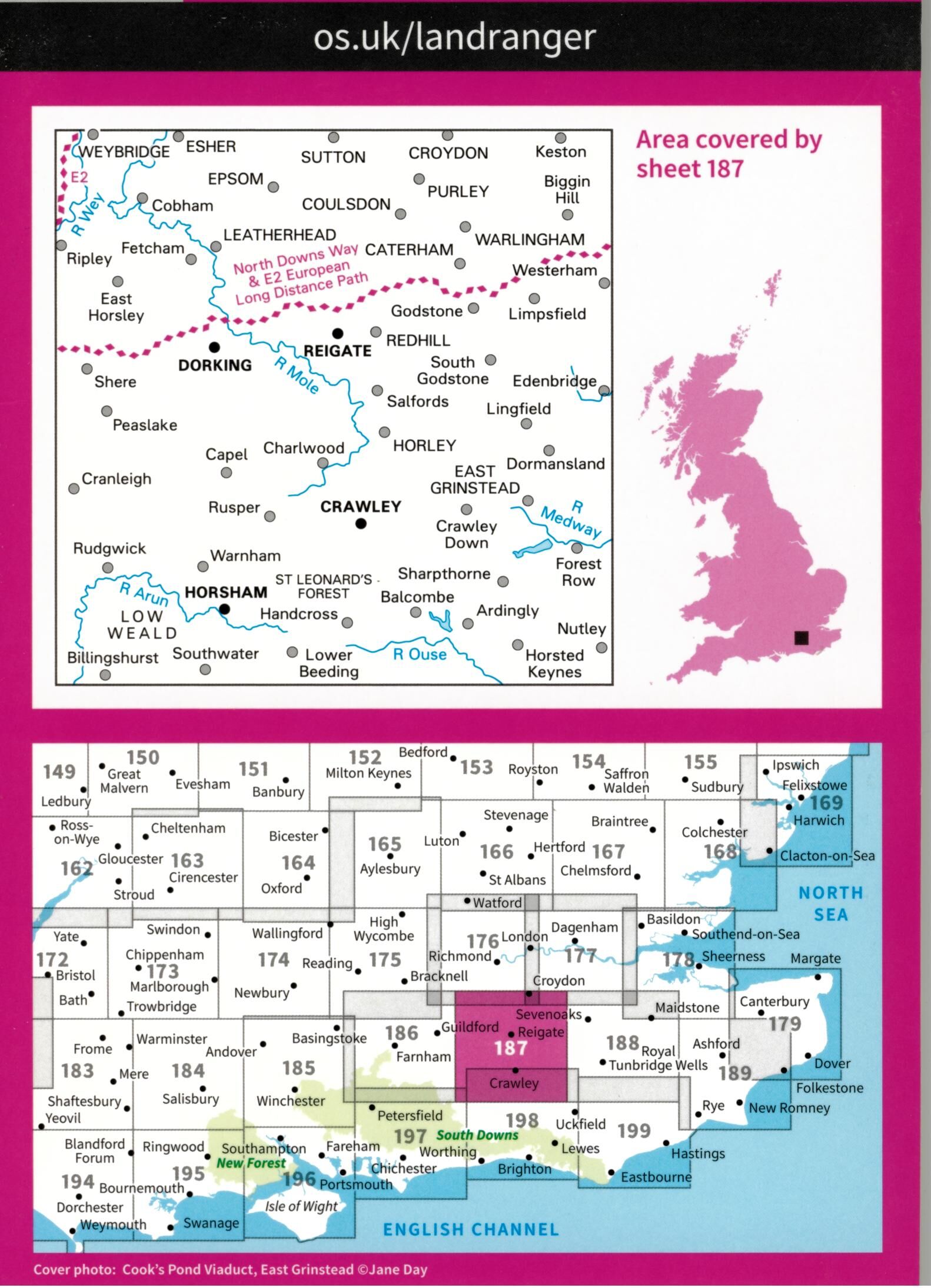 ORDNANCE SURVEY - 187 GB DORKING REIGATE 1 50 000