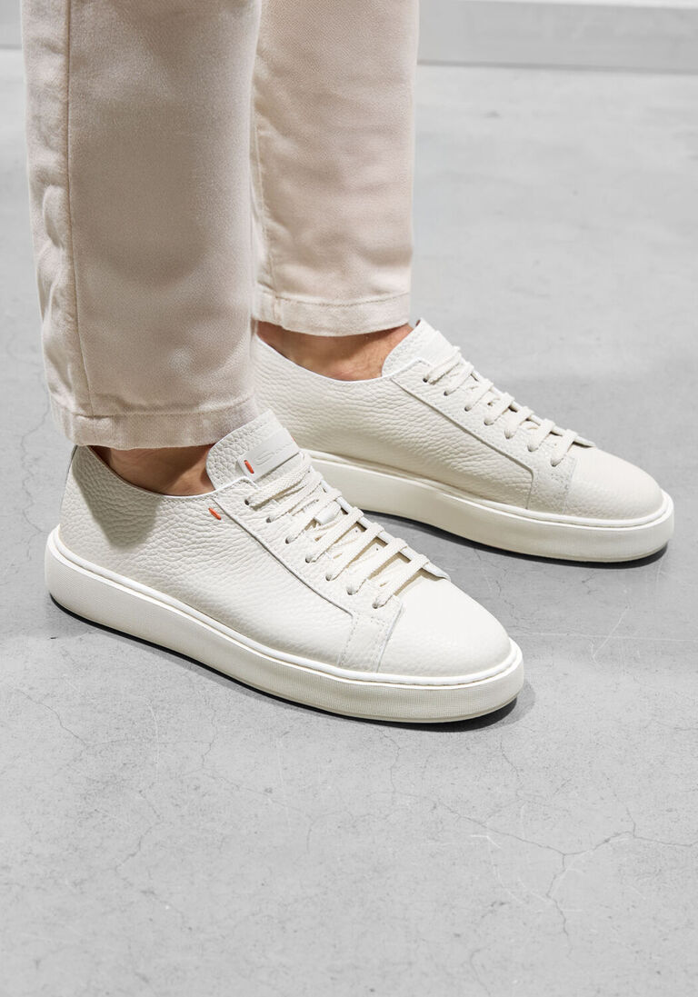 witte santoni sneakers biking
