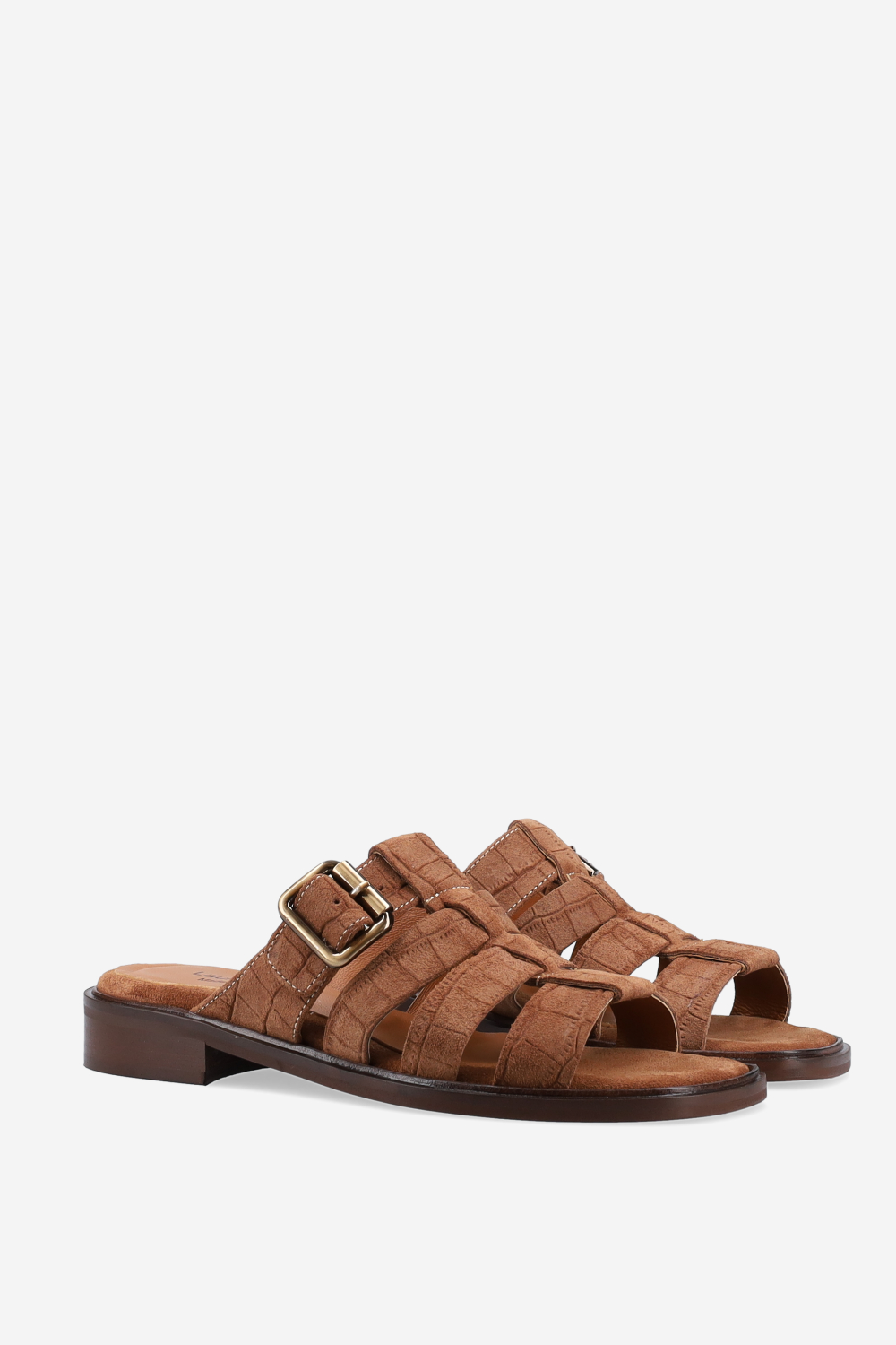 Croco suede sandals