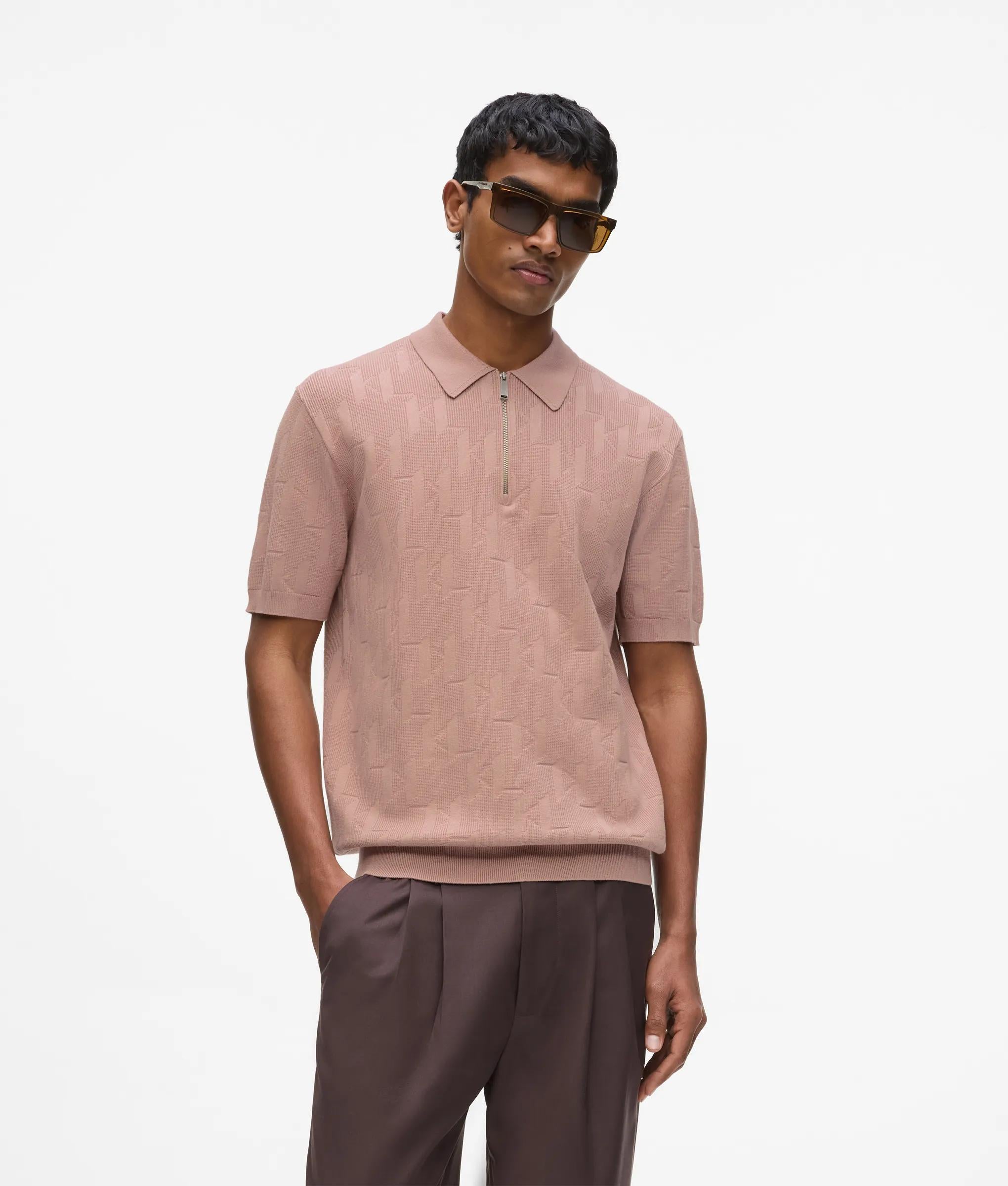 Monogram poloshirt met rits