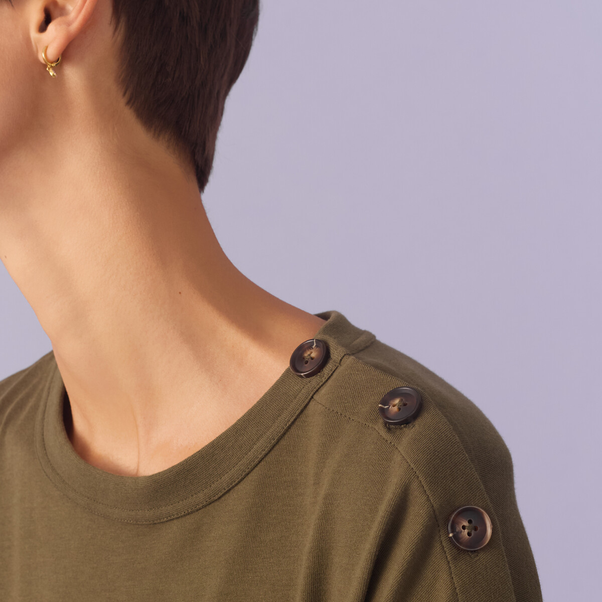 COLEÇÃO LA REDOUTE<br>Vestido longo em jérsei, fechamento com botão no ombro