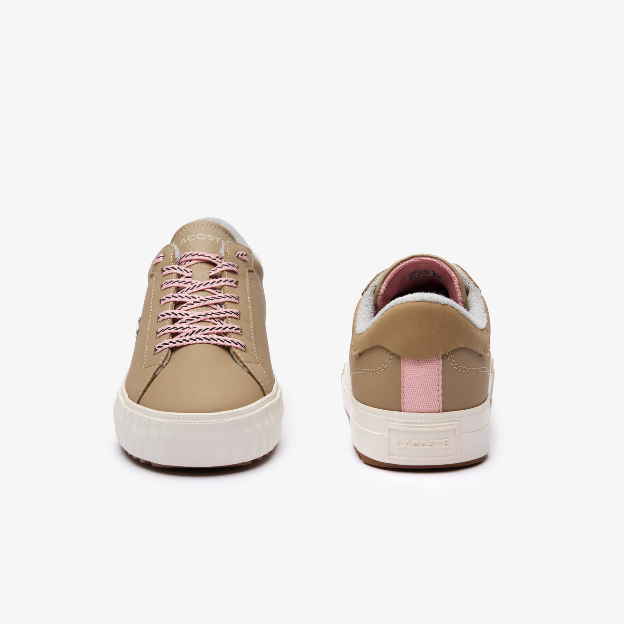 Sneakers Outdoor Powercourt Winter femme en cuir Outdoor - Beige - Lacoste - Femme