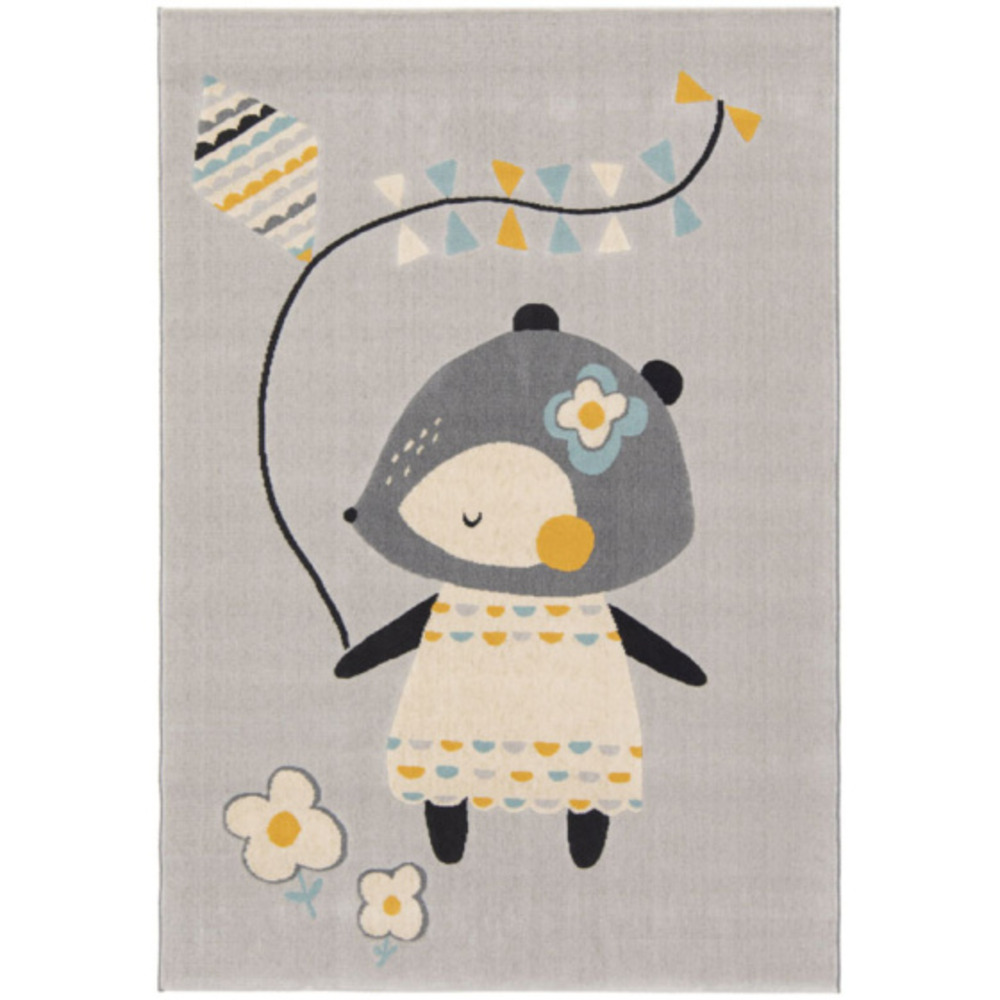 Tapis chambre d'enfant - lily fox - gris - 80 x 150 cm