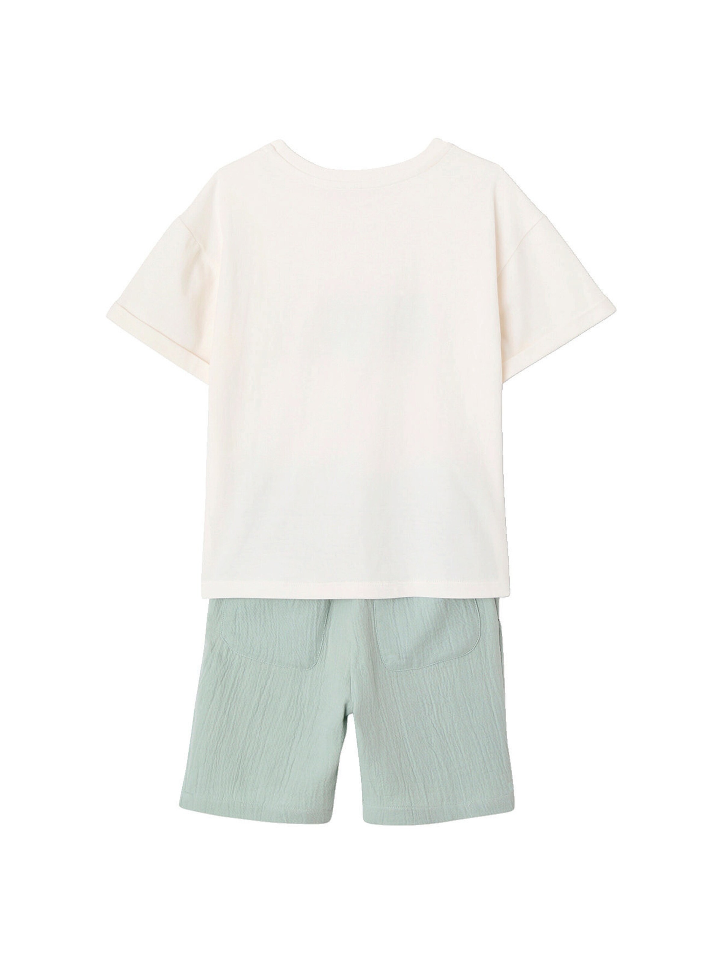 Vertbaudet Jungen-Set: T-Shirt & Shorts salbeigrün
