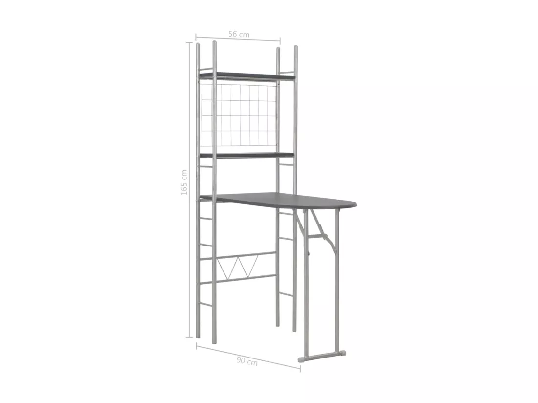 Ensemble à dîner pliant 3 pcs et étagère de rangement MDF acier