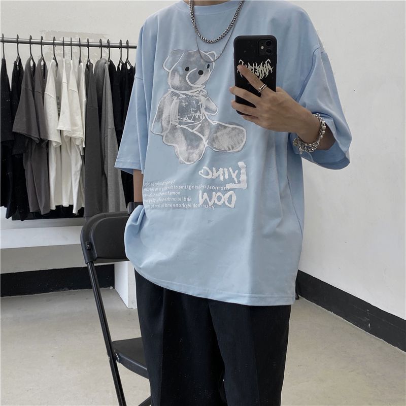 Porstina - Oversized T-shirt met berenprint en elleboogmouwen