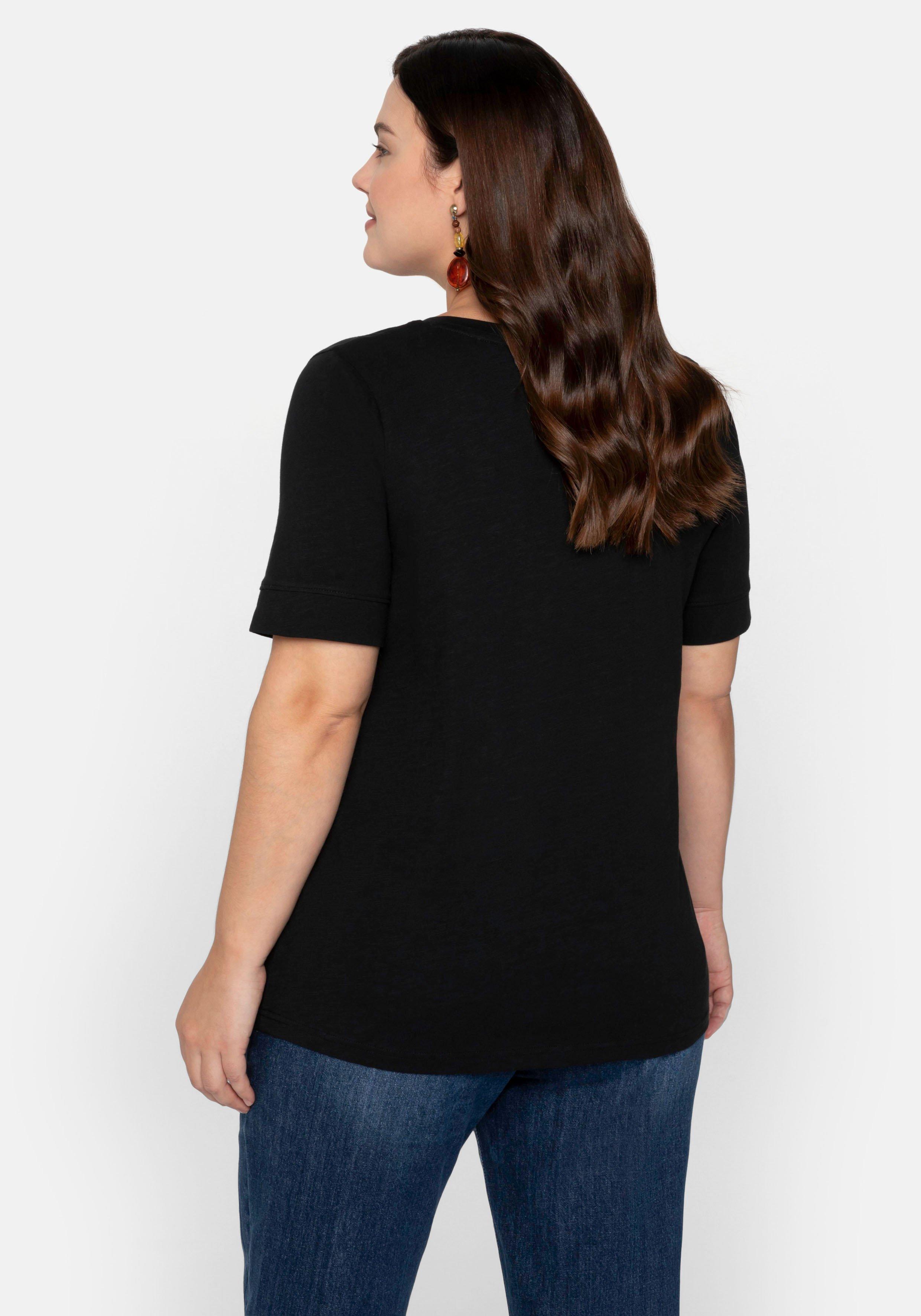 T-Shirt mit gesteppter Falte vorn, aus Jersey