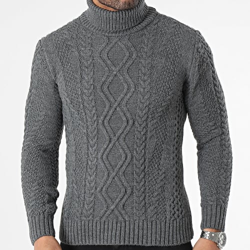 Pull Col Roulé Gris