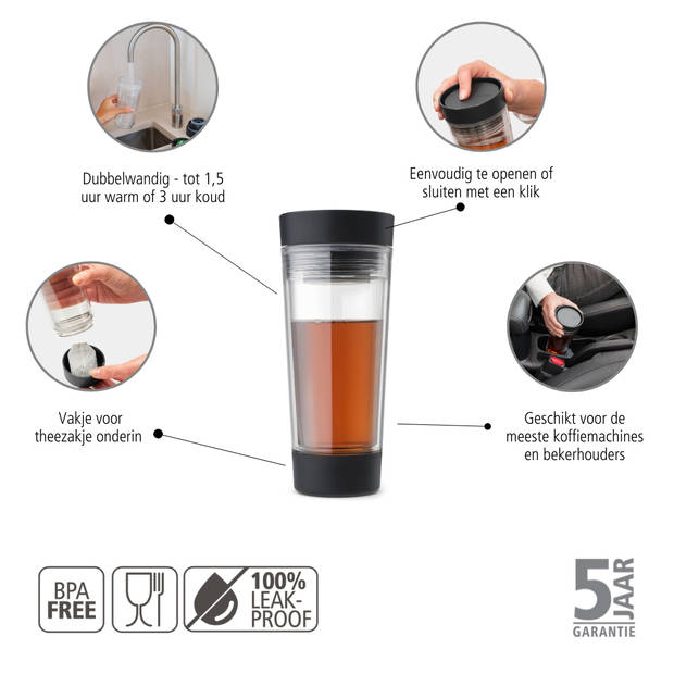 Brabantia Make & Take theebeker dubbelwandig 0,36 liter - Dark Grey