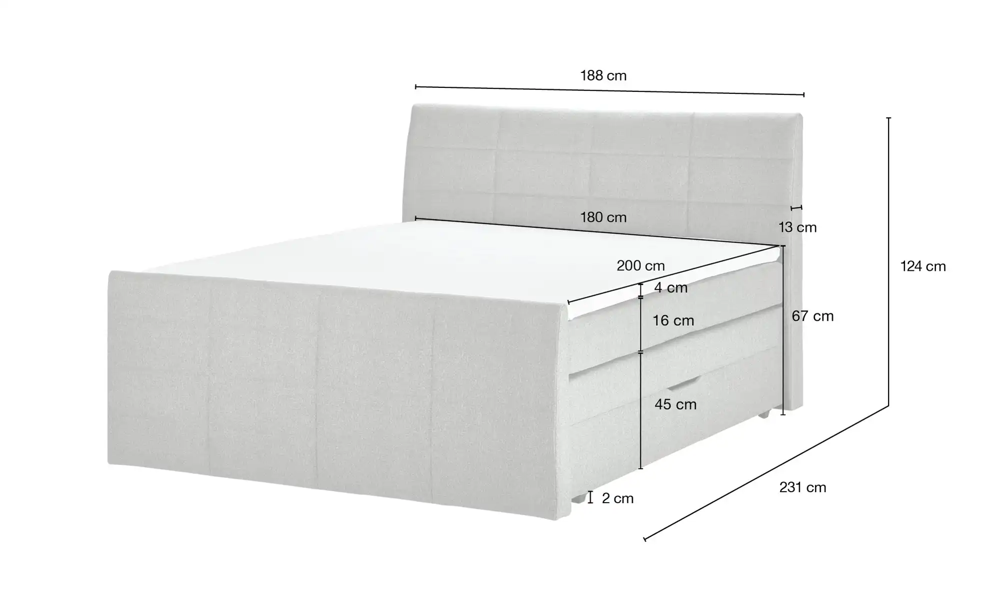 Boxspringbett mit praktischem Bettkasten Baron
