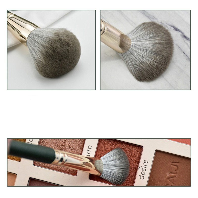 15-teiliges Beauty Make Up Pinsel Set mit Aufbewahrungstasche - Dunkelgrün