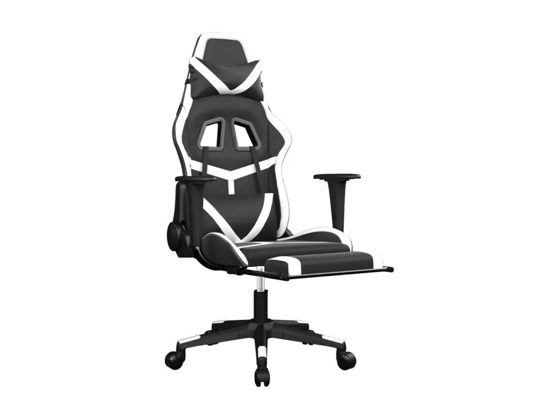 Chaise de jeu de massage avec repose-pied Noir&Blanc Similicuir