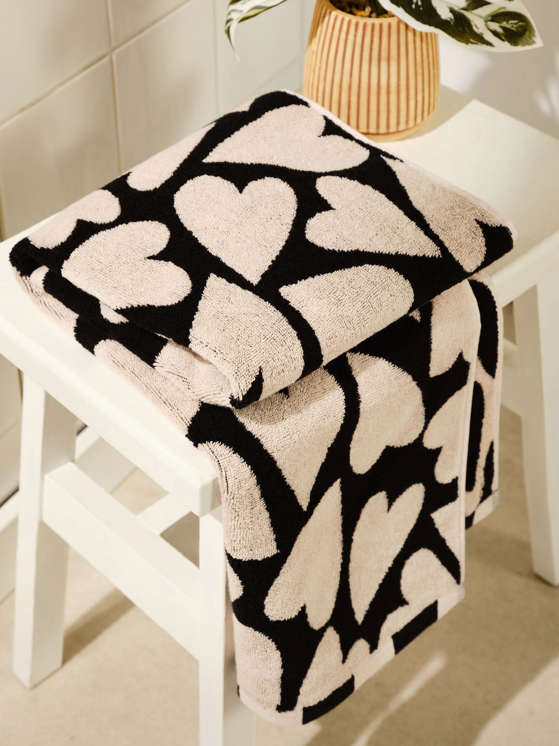 Heart Print 100% Cotton Towel