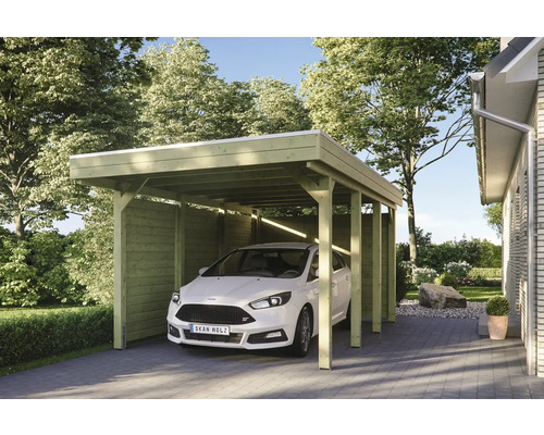 SKAN HOLZ Friesland enkele carport inclusief zij- en achterwand 314x555 cm dompelgeïmpregneerd