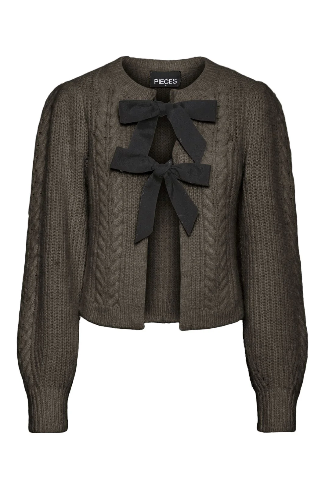 Pieces Pcrow Ls O-Neck Bow Knit 4673612 morel black woven bows