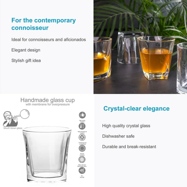 4x whiskyglas Old Fashioned Whiskey krystalglas