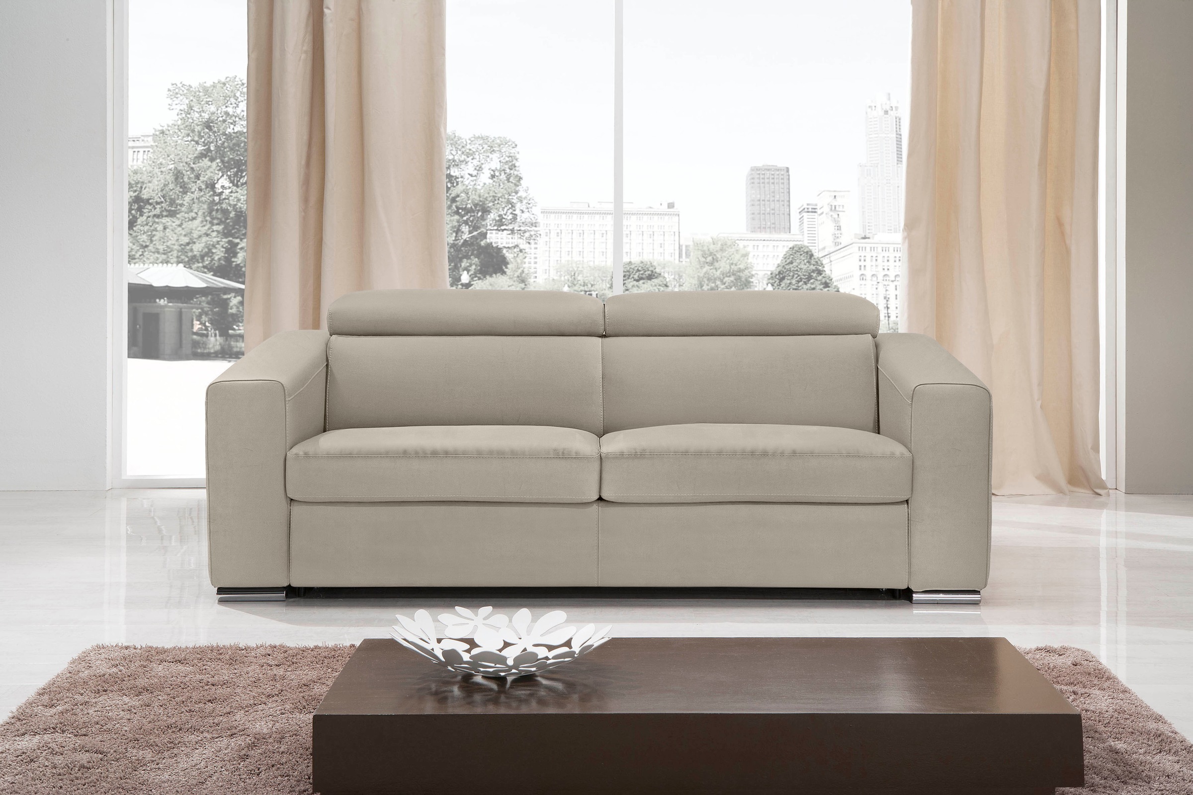Egoitaliano Schlafsofa »Cabiria, Design und super Sitz- und Liegekomfort« Sofa inkl. Schlaffunktion, Kopfteile verstellbar, mit Metallfüssen