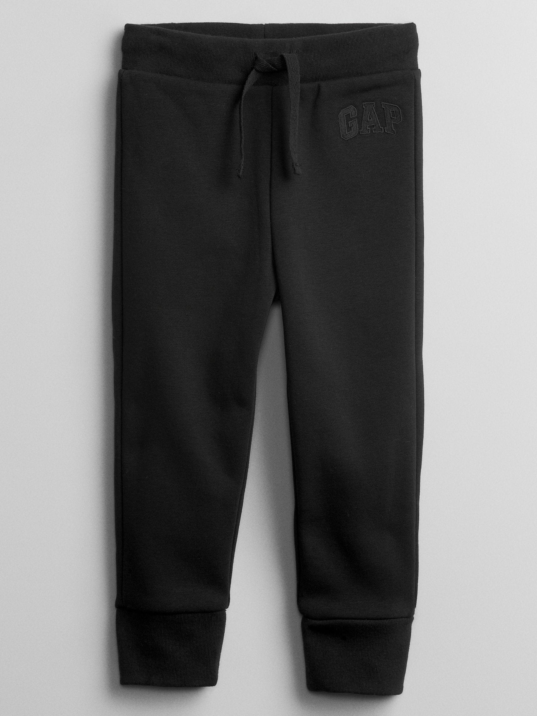 Zwart - Gap pull-on joggingbroek met logo, met fleece gevoerd (pasgeborenen -5jaar)
