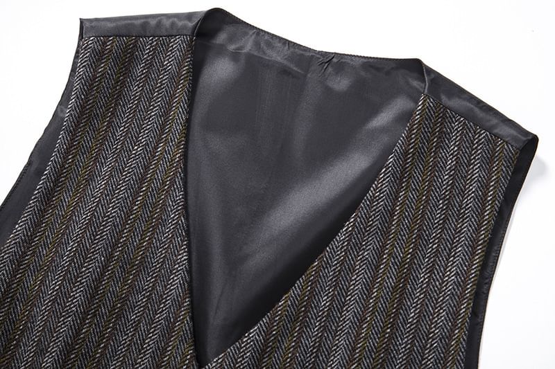 Sparrow Farm - V-hals gestreept vest met knoopjes