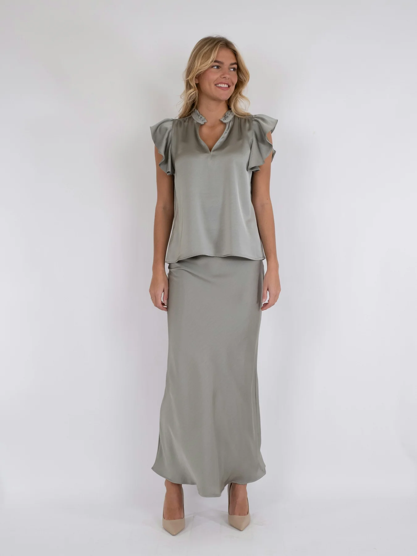 Neo Noir Stella Heavy Sateen Blouse