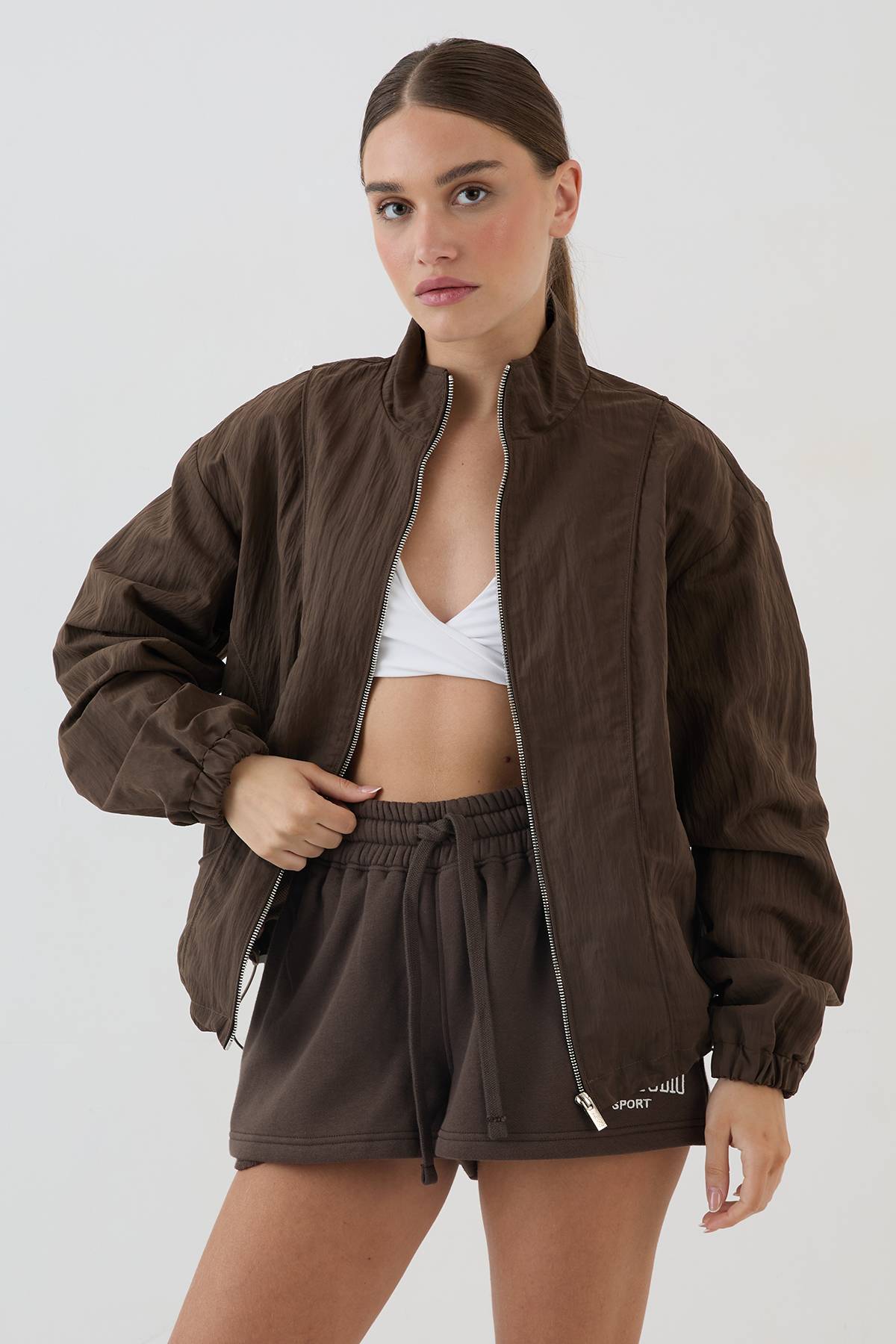 Veste À Col Montant Effet Peau De Pêche Dsgn Studio