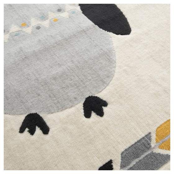 Tapis chambre d'enfant - chouette arya - crème et motifs colorés - 80 x 150 cm