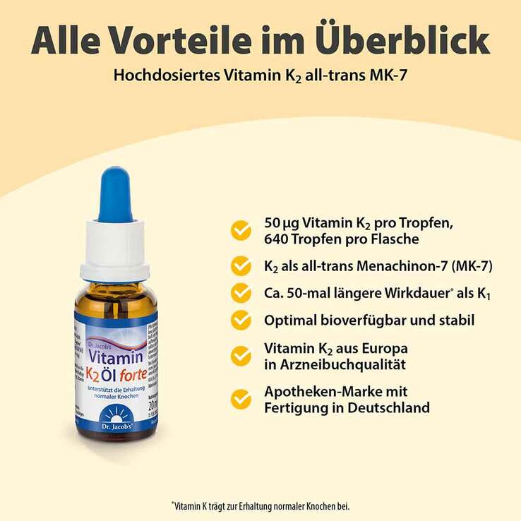 Vitamin K2 Öl forte 200µg all-trans MK7 Dr. Jacobs, 20 ml