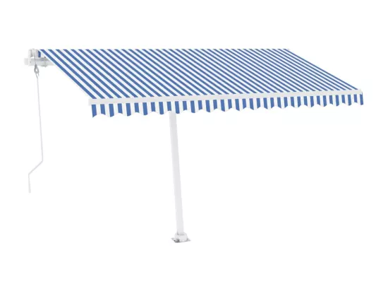 Auvent automatique sur pied 450x350 cm Bleu/Blanc