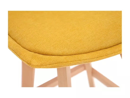 Tabourets de bar scandinaves tissu effet velours jaune moutarde 65 cm (lot de 2) MATILDE
