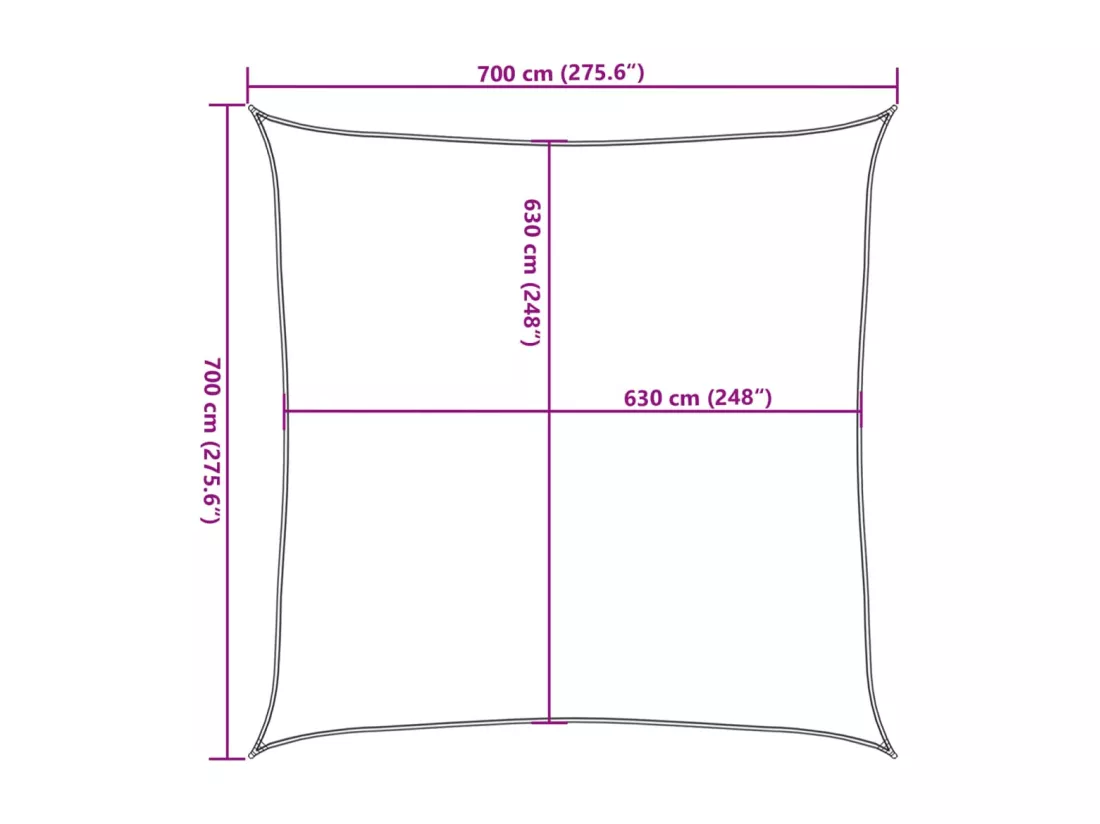 Voile d'ombrage 160 g/m² carré sable 7x7 m PEHD