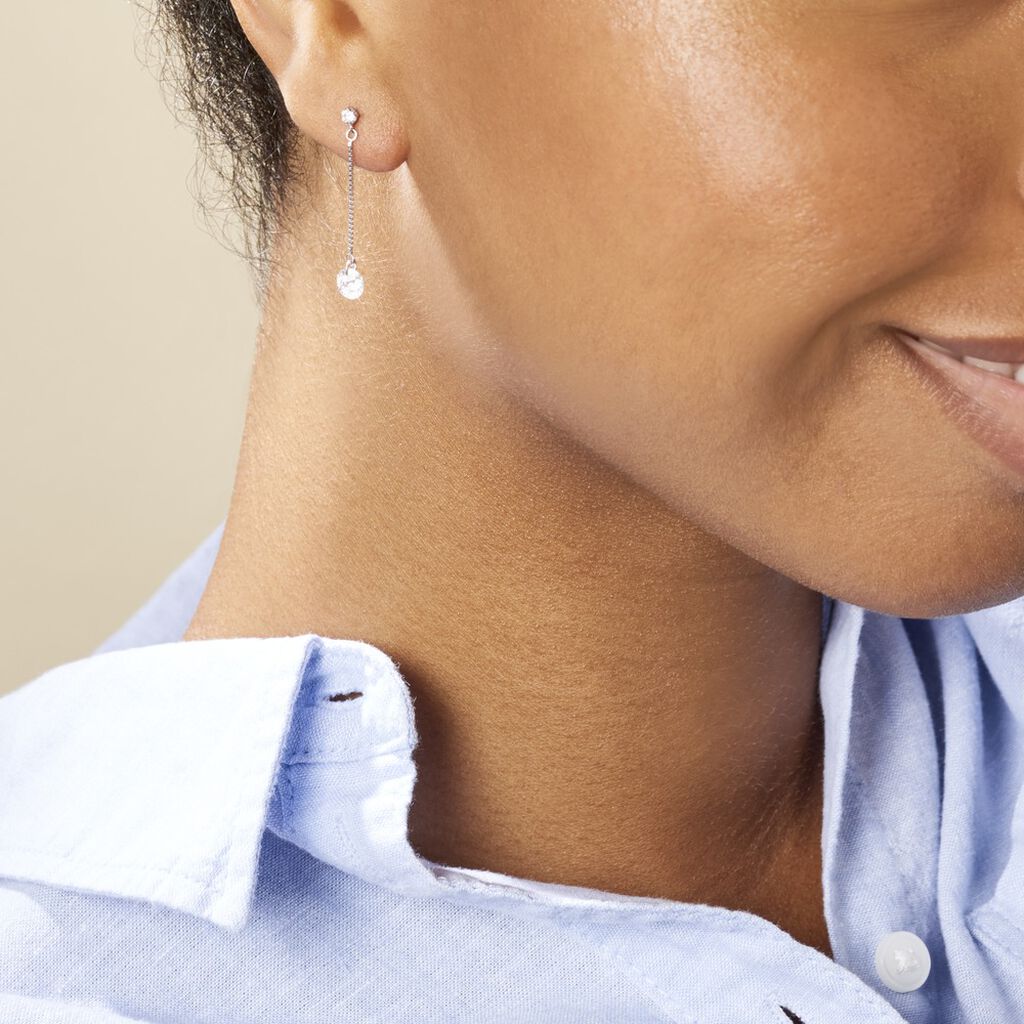 Boucles D'oreilles Pendantes Regane Or Blanc Oxyde De Zirconium