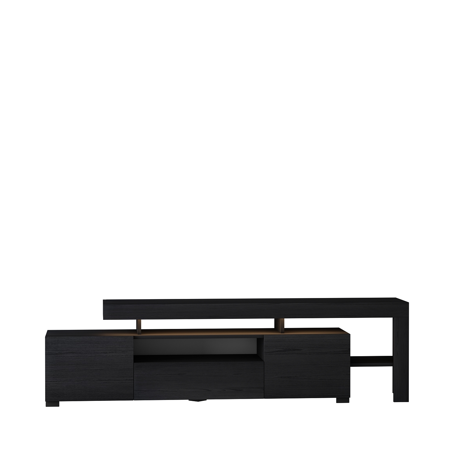 TV-Lowboard - schwarz - mit LED-Beleuchtung - 192 cm