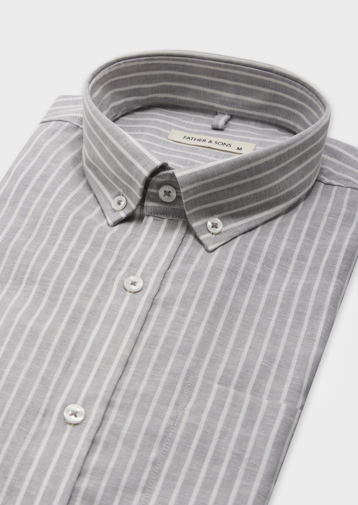 Chemise sport Slim en lin et coton gris à rayures blanches