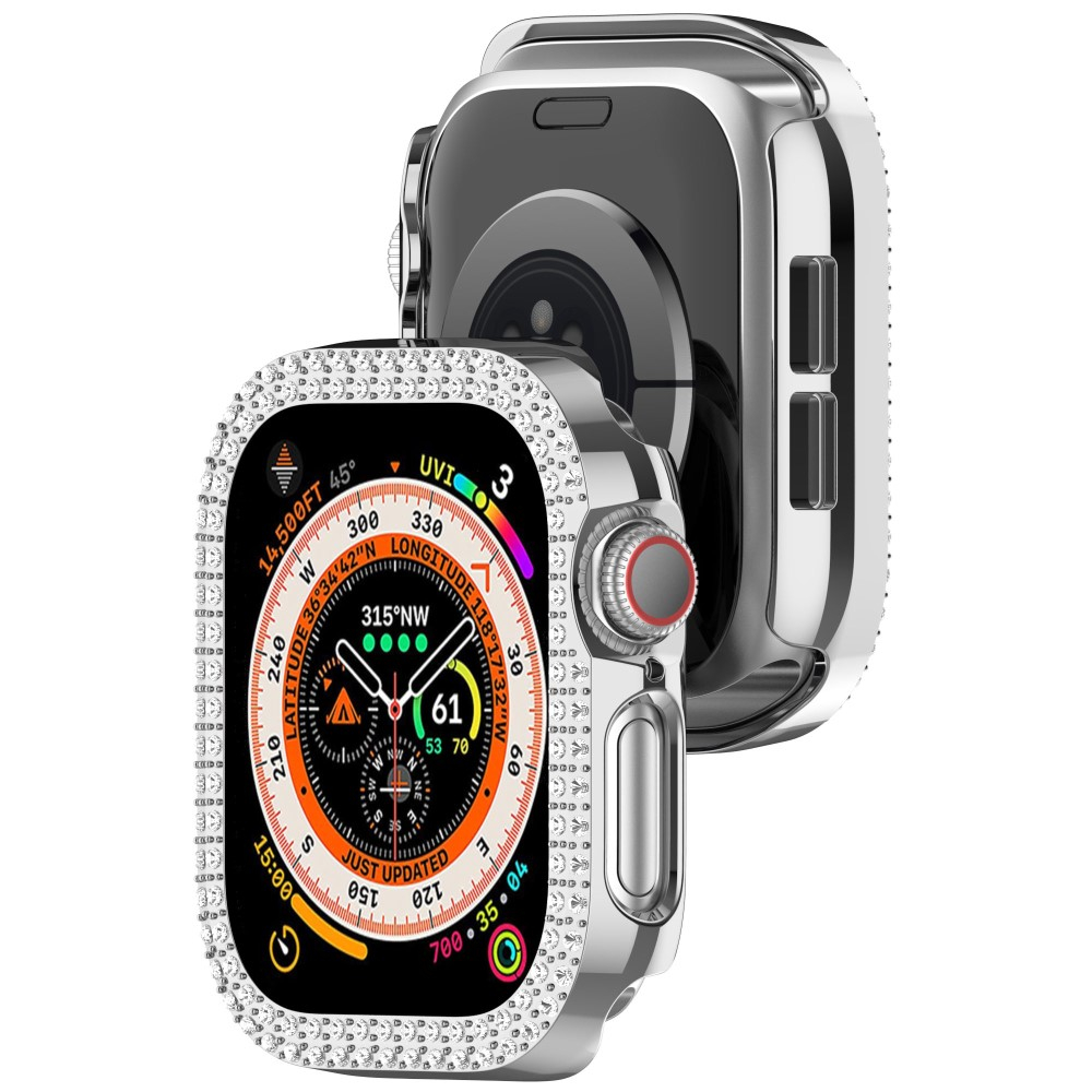 Apple Watch Series 11 / Series 10 (42mm) Galvanisierte Glitzer Strass Bumper Hülle - Silber
