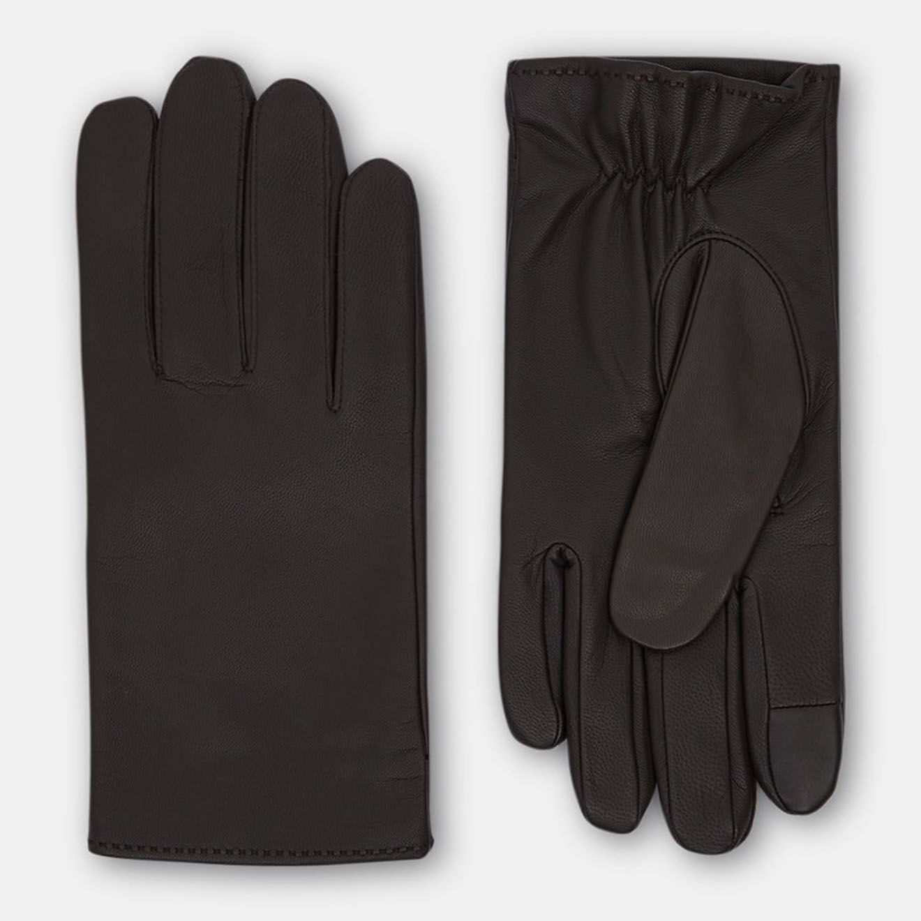 Tommy Hilfiger Gants en Cuir Flag marron
